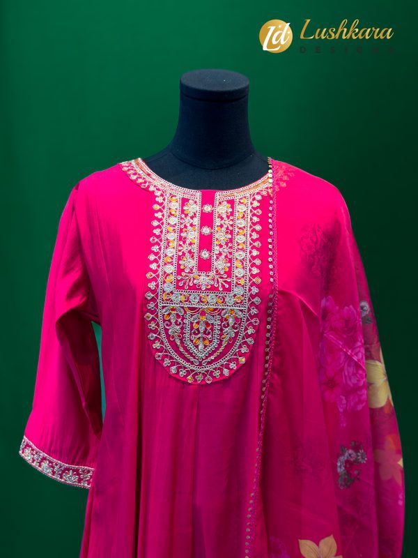 Lushkara Fuchsia Pink Embroidered Salwar Kameez Set