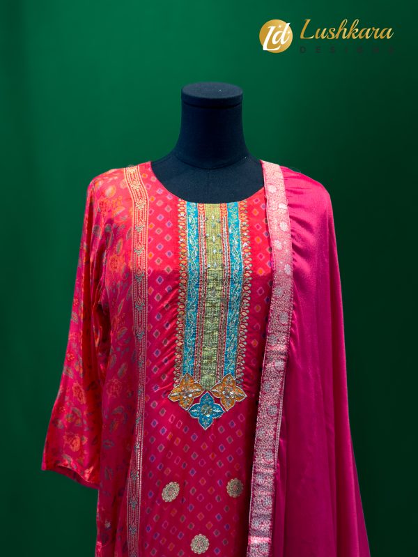 Lushkara Red Multicolor Embroidered Salwar Kameez Set - Image 2