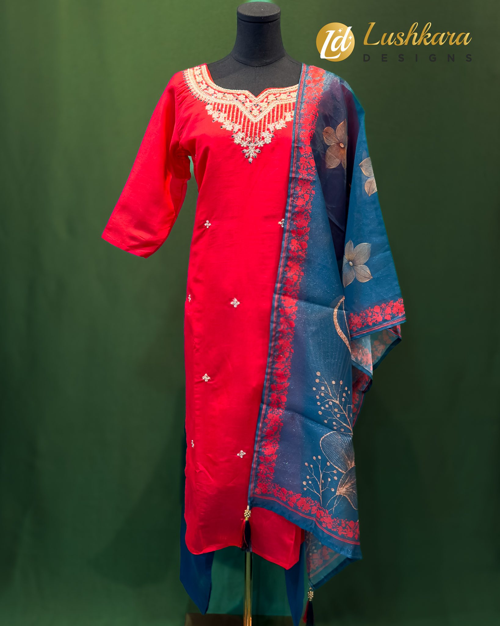 Lushkara Red Elegance Suit Set