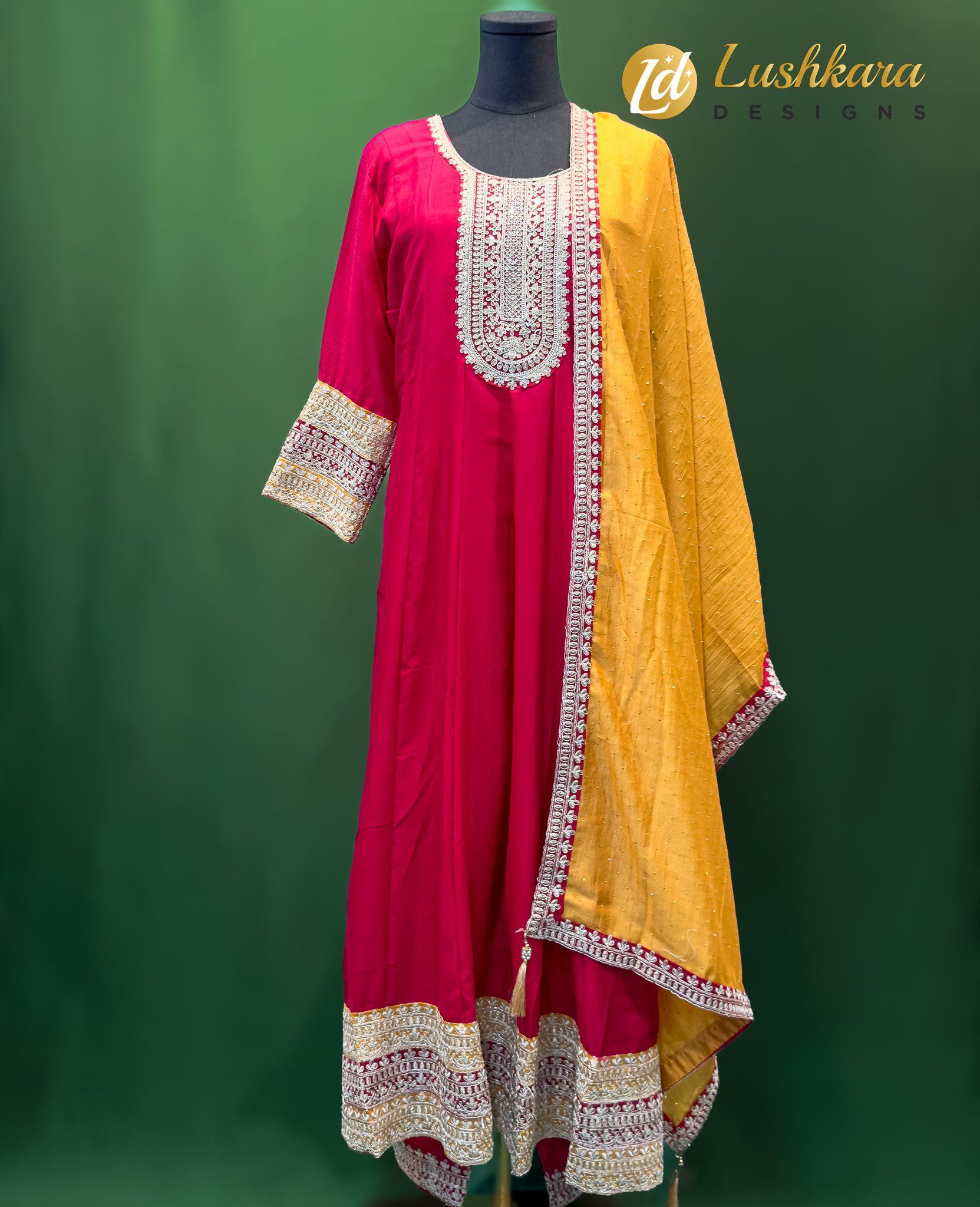 Lushkara Fuchsia Gold Salwar Kameez Set