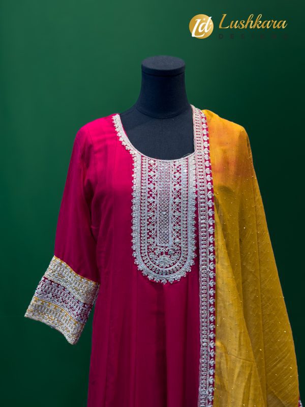 Lushkara Fuchsia Gold Salwar Kameez Set - Image 2