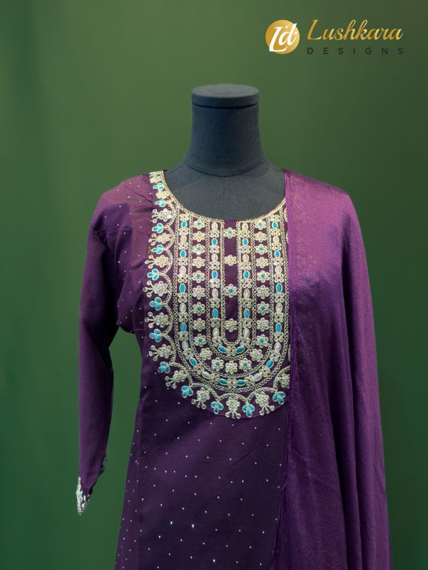 Lushkara Purple Embroidered Salwar Kameez Set - Image 2