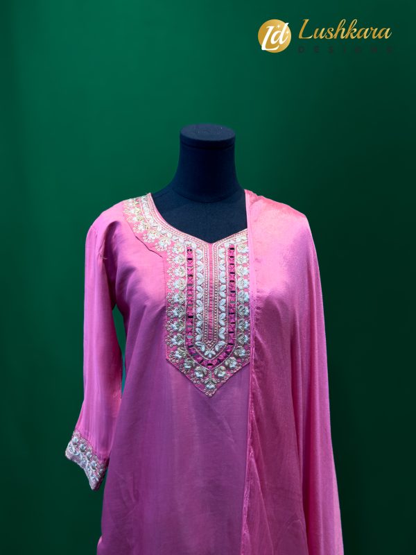 Lushkara Pink Mirror Work Salwar Kameez Set - Image 2