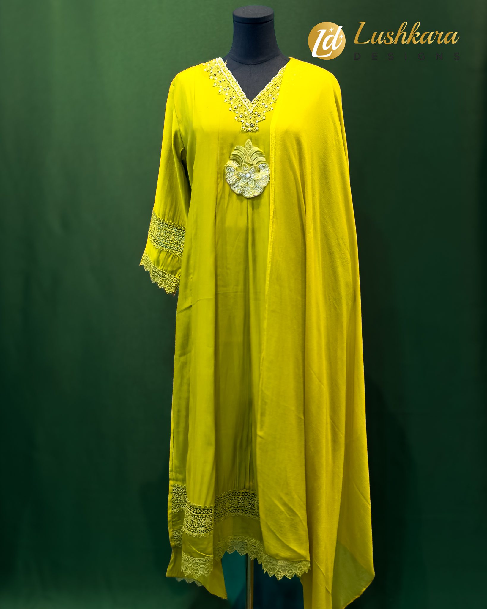 Lushkara Lime Green Casual Salwar Kameez Set