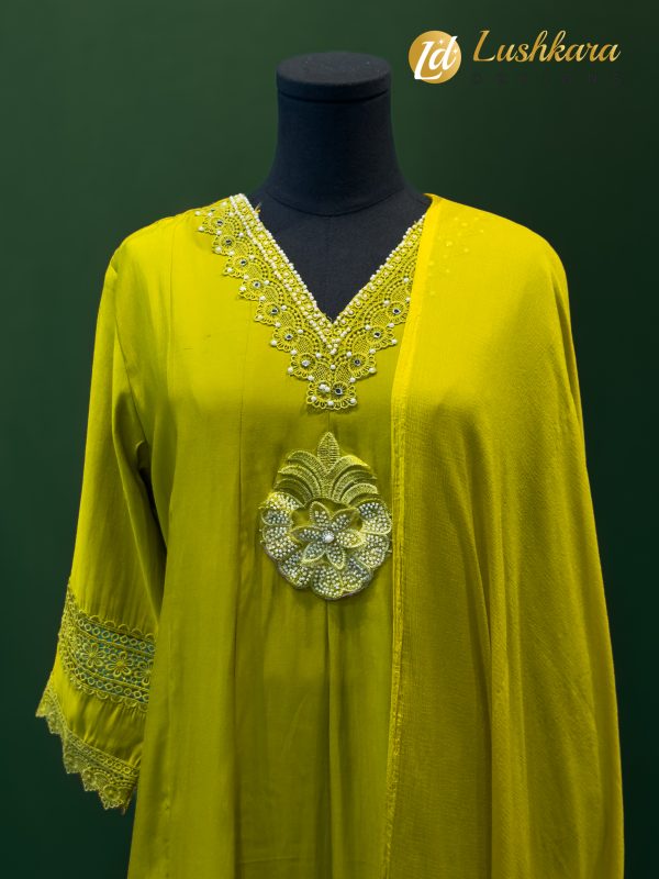 Lushkara Lime Green Casual Salwar Kameez Set - Image 2