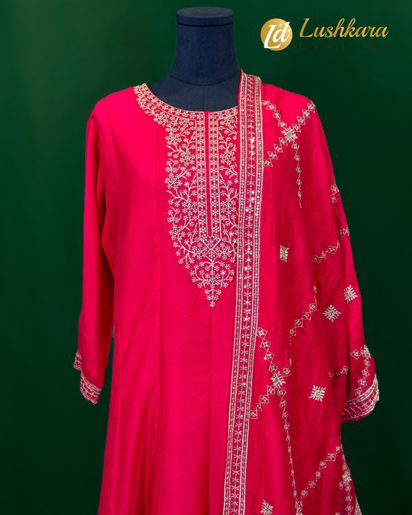 Lushkara Hot Pink Threadwork Salwar Kameez Set - Image 2