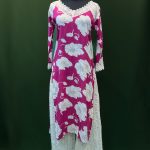 Pink Floral Kurti with White Lace Trim & Eyelet Pants – Lushkara Designs