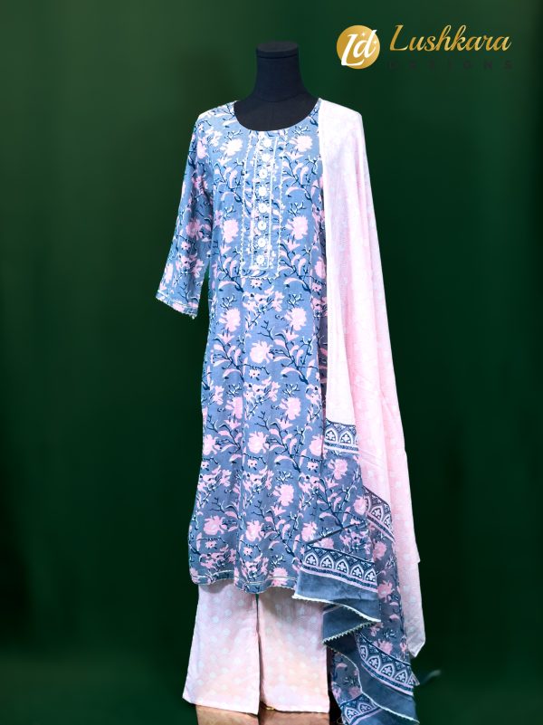 Lushkara Blue Floral Salwar Kameez Set