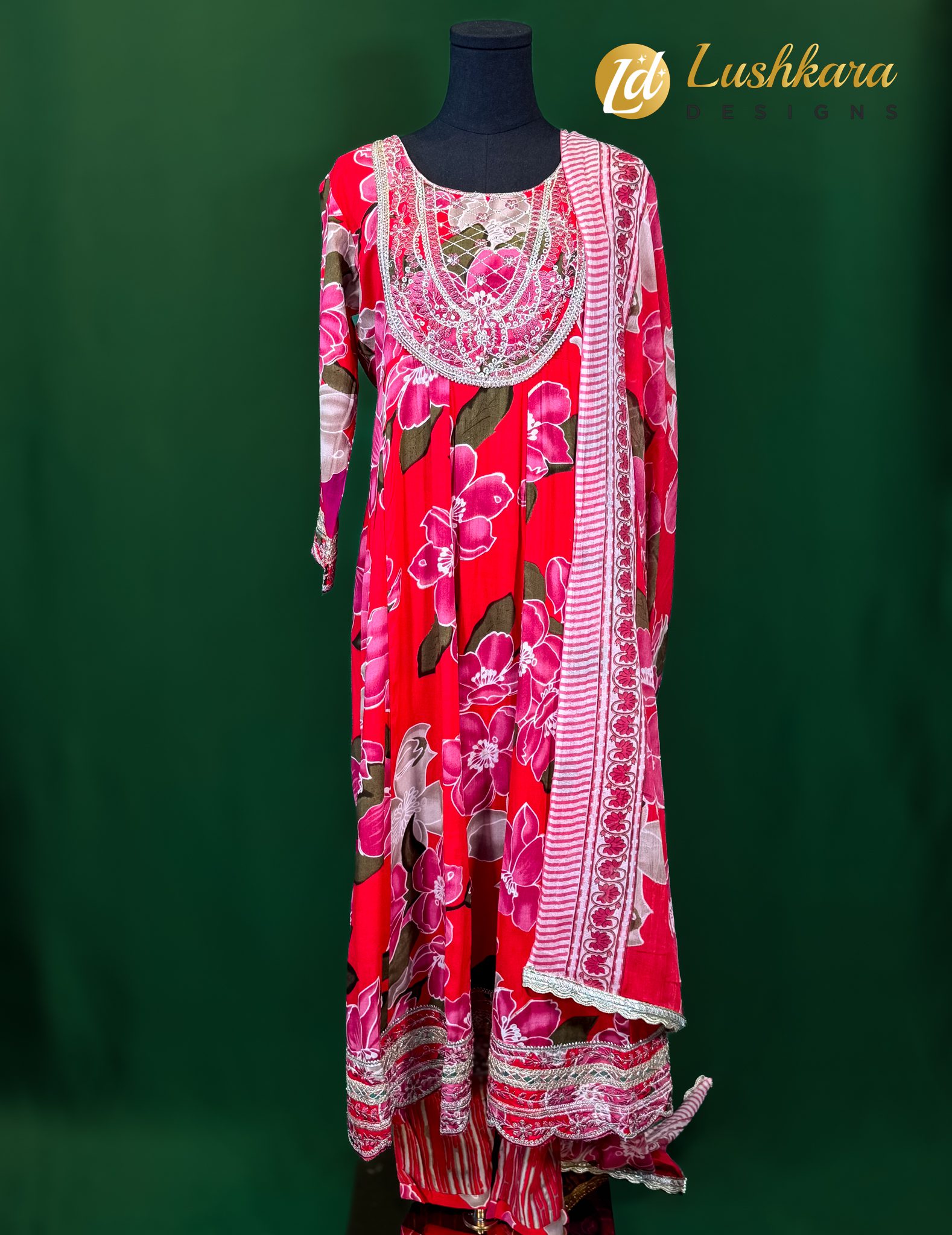Lushkara Floral Red Salwarkameez Set