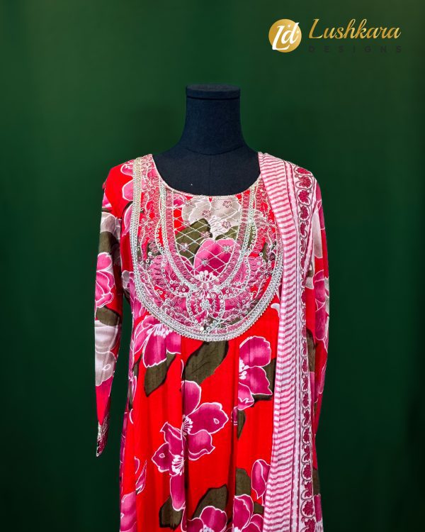 Lushkara Floral Red Salwarkameez Set - Image 2