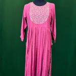 Lushkara Dusty Rose Embroidered Cotton Kurti Set