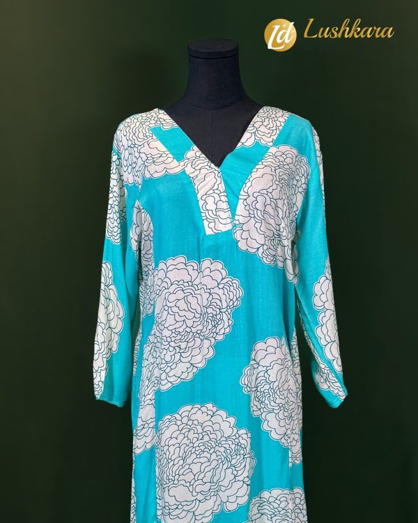 Lushkara Teal Bloom Printed Cotton Set - Image 2