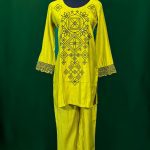 Lushkara Lime Mirror-Embroidered Cotton Set