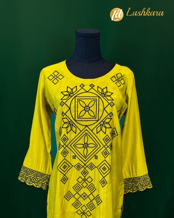 Lushkara Lime Mirror-Embroidered Cotton Set - Image 2