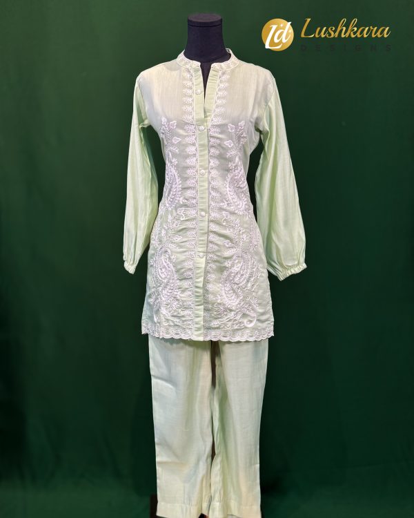 Lushkara Pastel Pistachio Chikankari Salwar Kameez Set