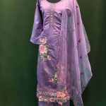 Lushkara Lavender Floral Embroidered Suit