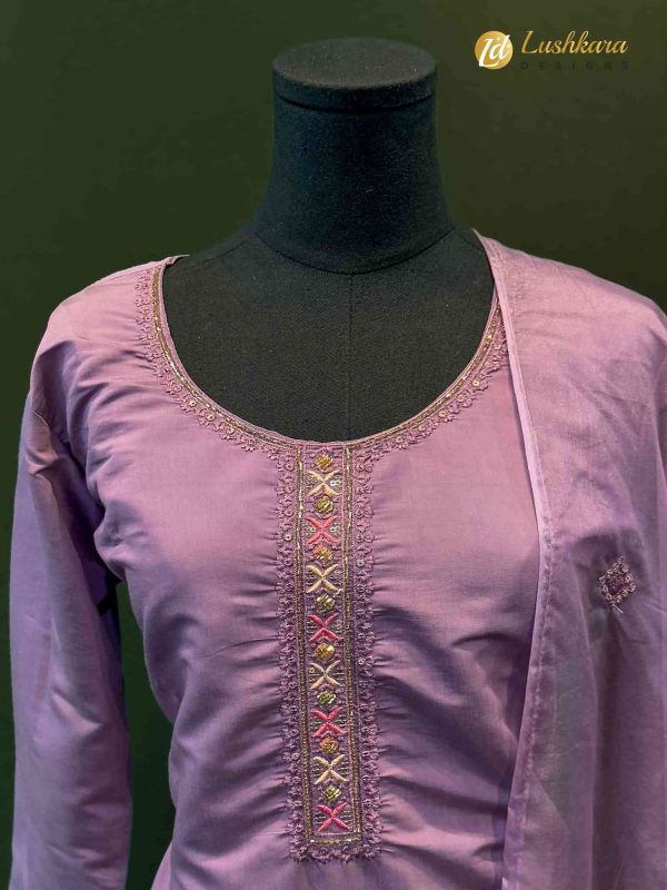 Lushkara Lavender Floral Embroidered Suit - Image 2