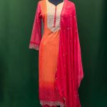 Ombre Orange Pink Embroidered Suit with Dupatta – Lushkara Designs