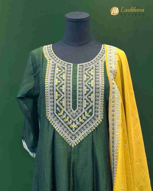 Lushkara Bottle Green Mirror Suit - Image 2