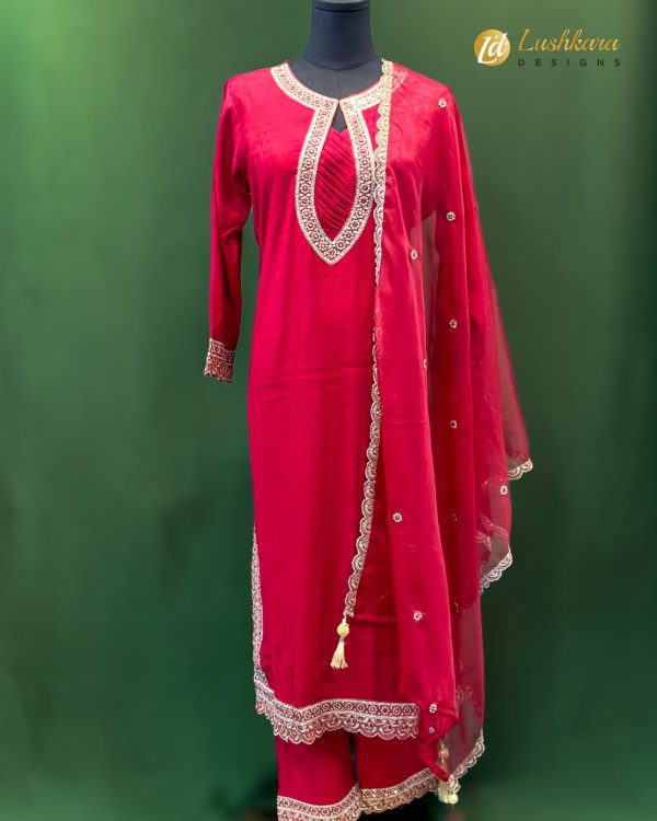 Lushkara Deep Red Embellished Suit