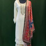 Lushkara Ivory Chikankari Mirror Suit