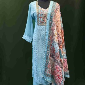Lushkara Powder Blue Embroidered Suit