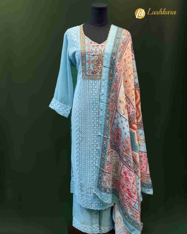 Lushkara Powder Blue Embroidered Suit