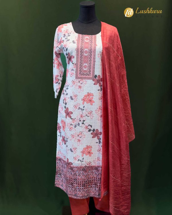 Pink Floral Printed Cotton Salwar Kameez Set