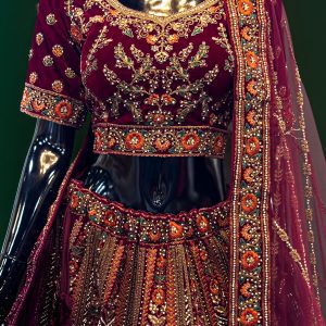 Lushkara Bridal Red Lehenga with Heavy Zari Embroidery and Handwork – Designer Indian Wedding Wear