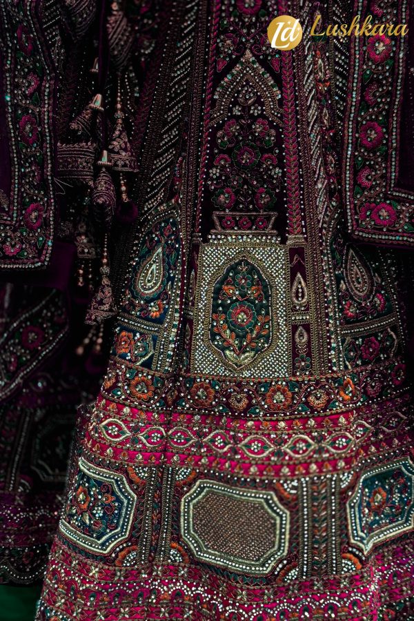 Lushkara Bridal Red Lehenga with Heavy Zari Embroidery and Handwork – Designer Indian Wedding Wear - Image 2