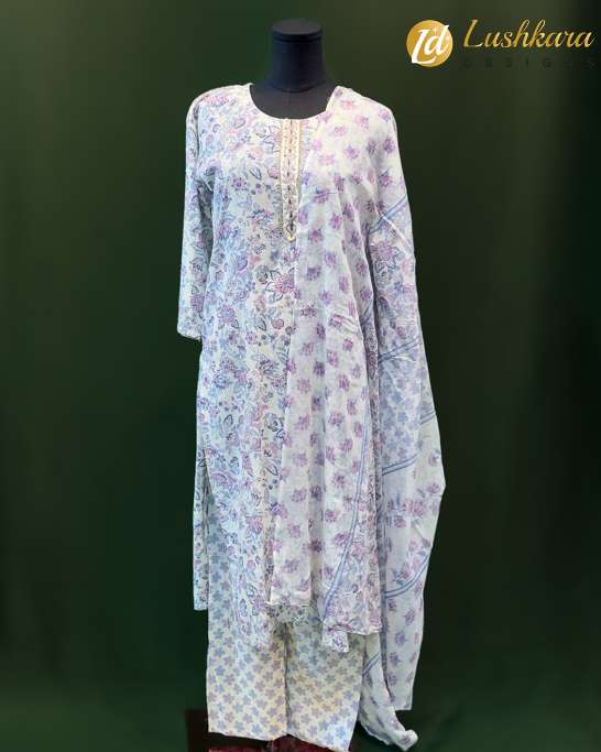 Lushkara Lavender Floral Printed Salwar Kameez Set with Dupatta