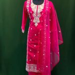 Hot Pink Embroidered Salwar Kameez Set with Mirror and Thread Work – Lushkara Designs
