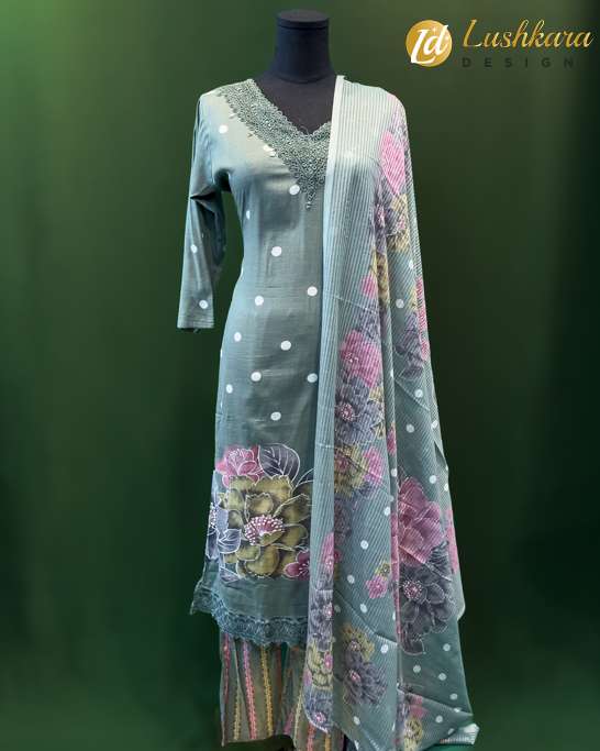 Green Floral Salwar Suit with Polka Dots – Lushkara Designs