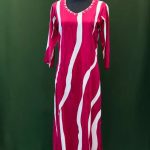 Magenta & White Striped Salwar Kameez with Beaded Neck – Lushkara Designs