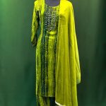 Green Bandhani Print Salwar Kameez with Mirror Work – Lushkara Designs