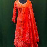 Bright Orange Floral Printed Salwar Kameez with Dupatta – Lushkara Designs
