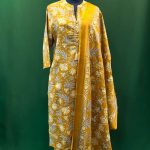Mustard Yellow Floral Print Salwar Kameez with Tassel Neck – Lushkara Designs