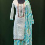 White Eyelet Embroidered Salwar Kameez with Colorful Dupatta – Lushkara Designs