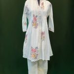 White Floral Embroidered Cotton Suit Set – Lushkara Designs