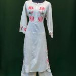 Ivory Cotton Salwar Kameez with Pink Floral Embroidery – Lushkara Designs