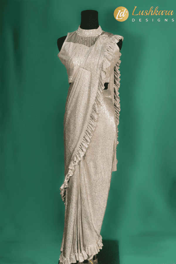 Lushkara Champagne Shimmer Pre Stitched Party Wear