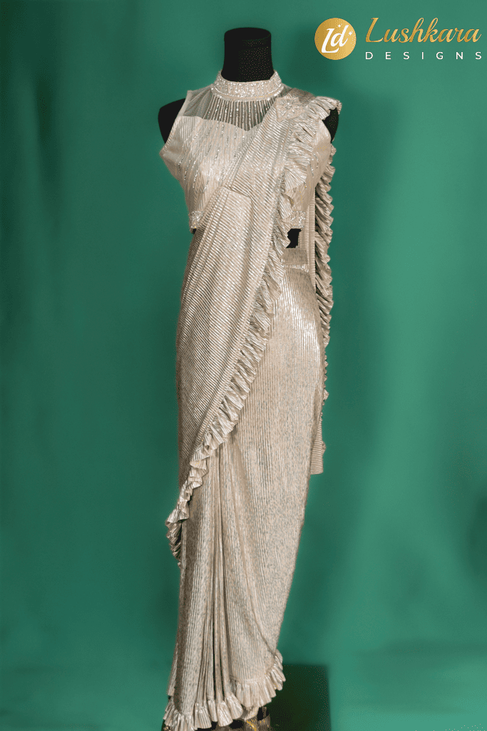 Lushkara Champagne Shimmer Pre Stitched Party Wear