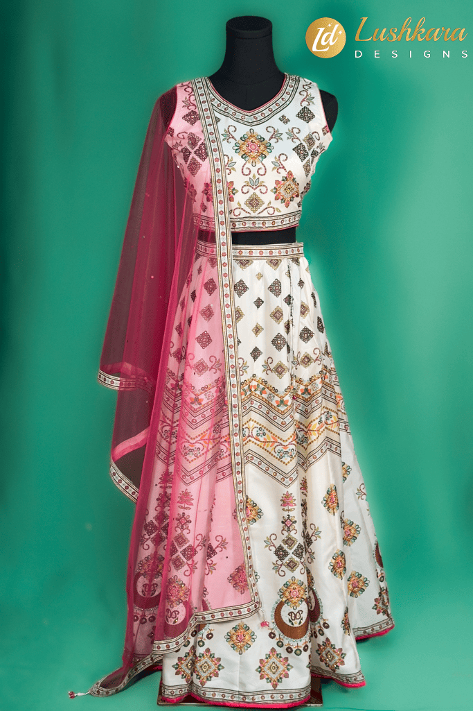 Lushkara Kids Printed Multicolor Lehenga Choli