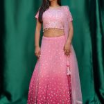 Lushkara Pink Mirror Work Lehenga Choli Set for Women