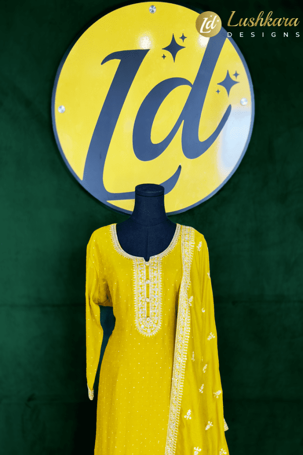 Mustard Yellow Embroidered Suit Set – Lushkara Designs