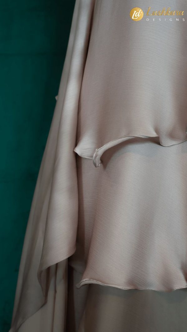 Lushkara Champagne Ruffle Skirt & Pearl Embroidered Blouse