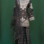 Lushkara Black Sharara Suit with Ivory Thread Embroidery