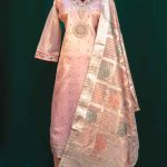 Lushkara Light Mauve Silk Suit with Multicolor Embroidery