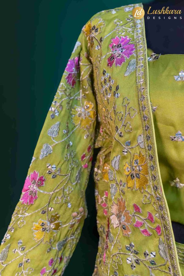 Lushkara Olive Green Indo-Western Set with Jacket - Image 3