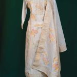 Lushkara Ivory Floral Cotton Suit with Gota Work and Dupatta